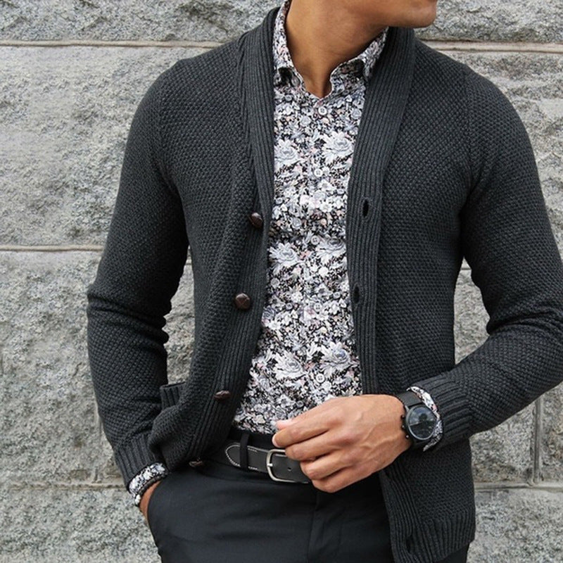 Strickjacke mit Strukturmuster und Knöpfen für Herren