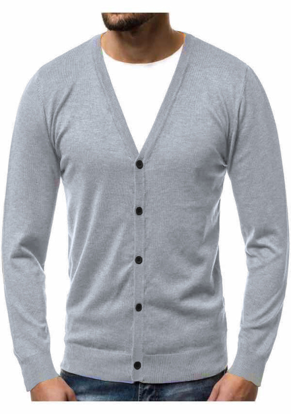 Cardigan mit V-Ausschnitt und Knopfleiste für Herren