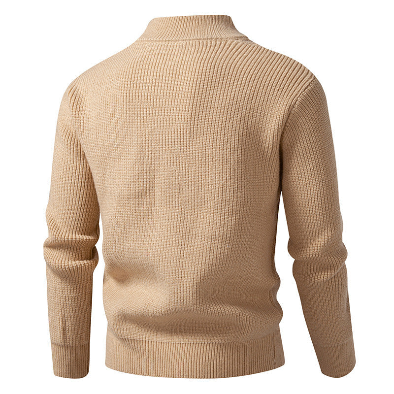 Strickjacke mit Zopfmuster und Stehkragen für Herren