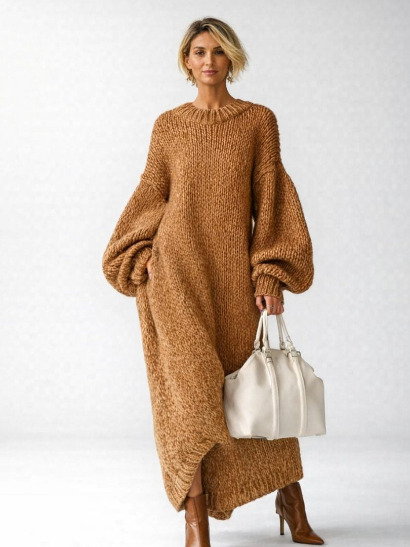 Strickkleid mit Rippstruktur und Maxilänge für Damen