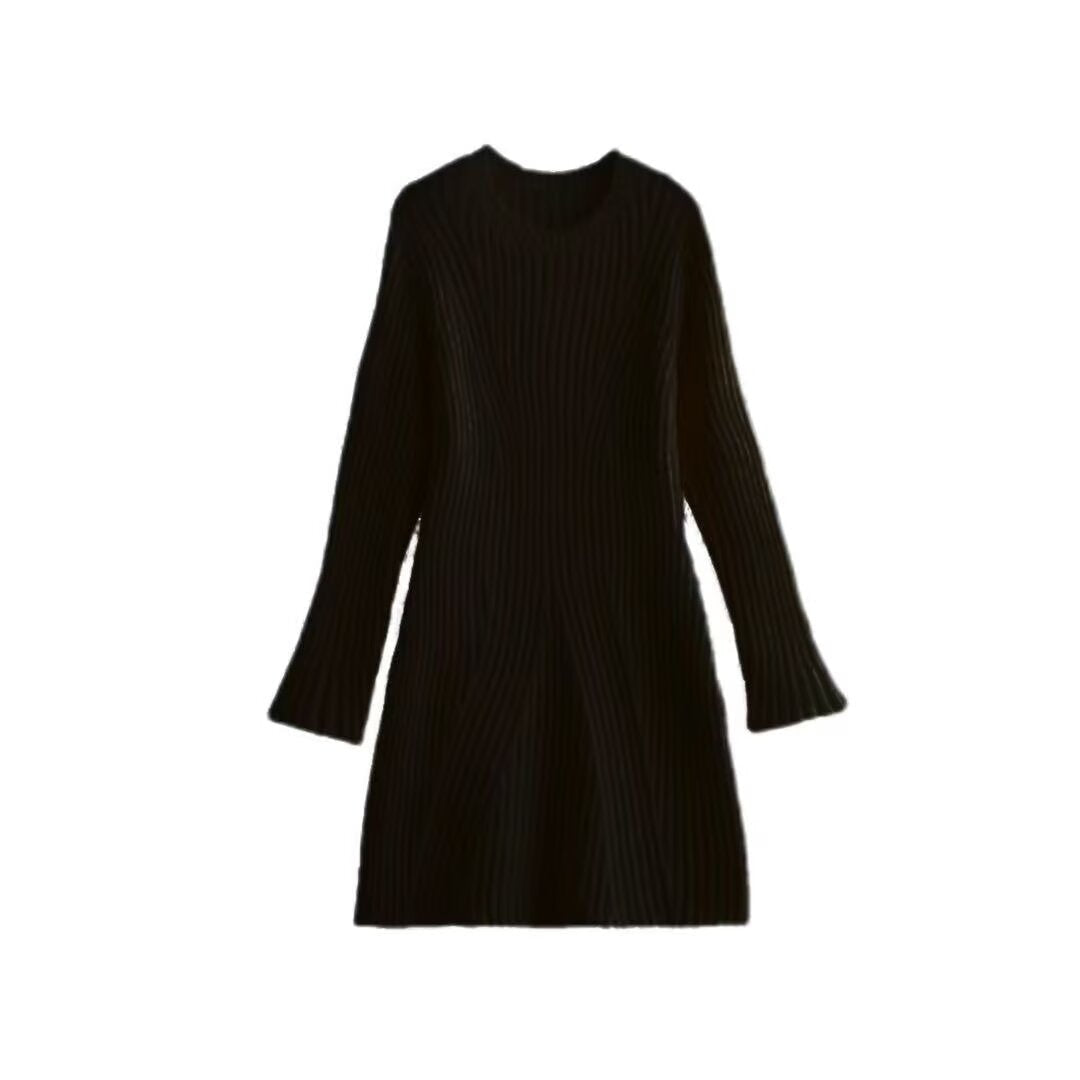 Strickkleid mit Rippstruktur und Rundhals für Damen