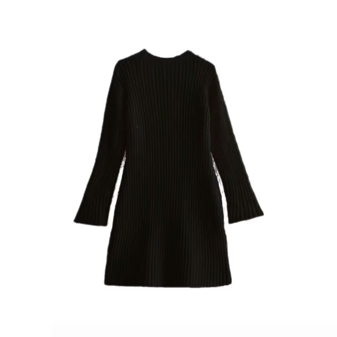 Strickkleid mit Rippstruktur und Rundhals für Damen