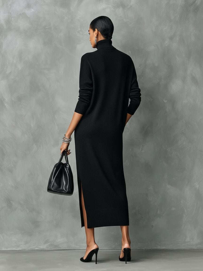 Strickkleid mit Rollkragen und langen Ärmeln für Damen