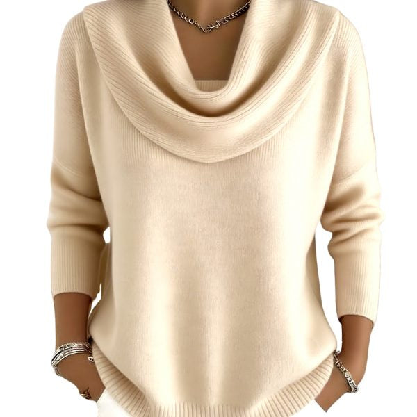 Strickpullover mit Rippstruktur und Wasserfallausschnitt für Damen