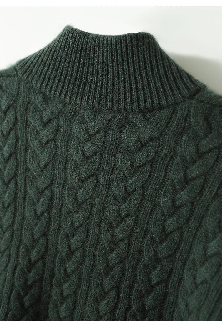 Strickpullover mit Zopfmuster und Knopfleiste für Damen