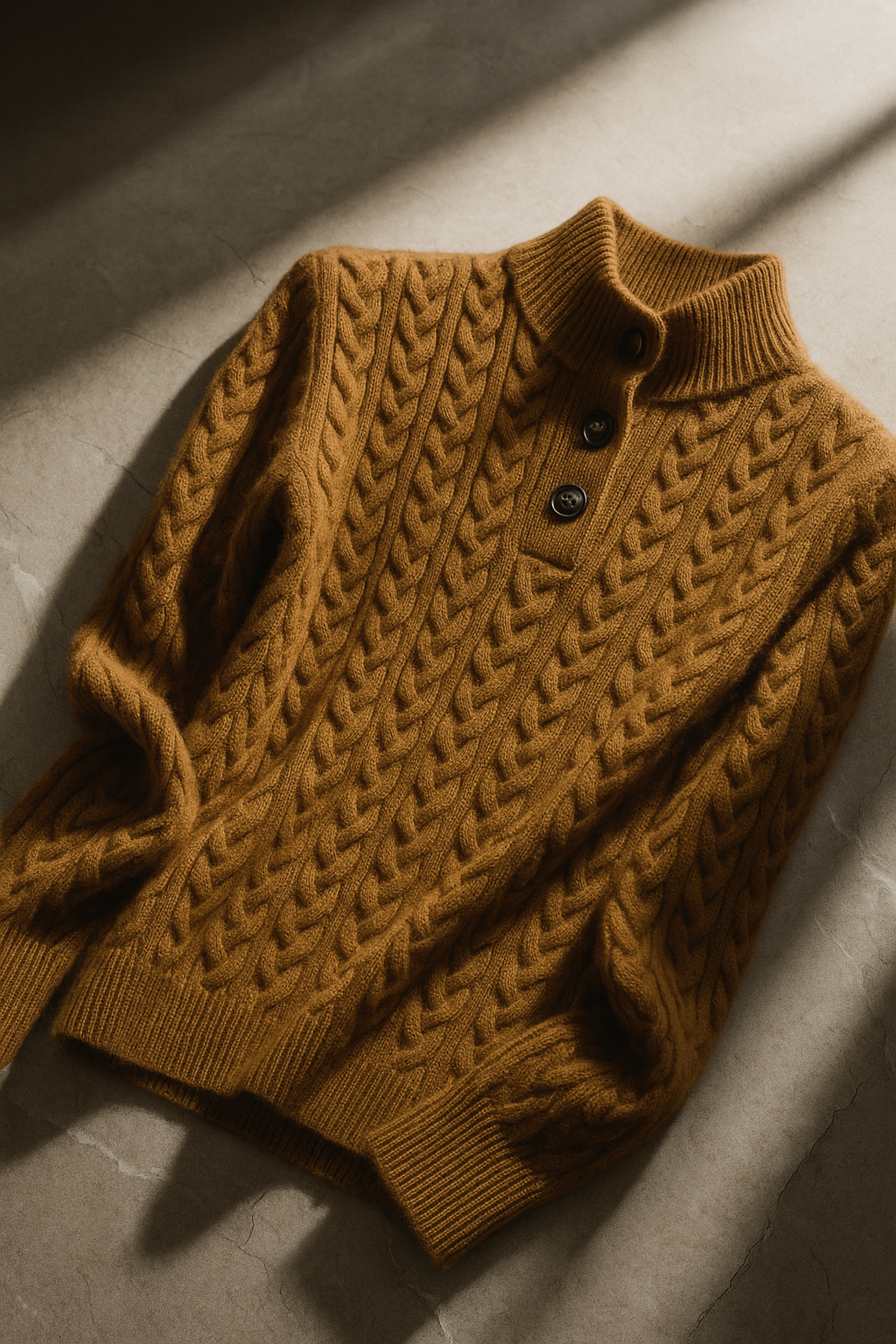 Strickpullover mit Zopfmuster und Knopfleiste für Damen