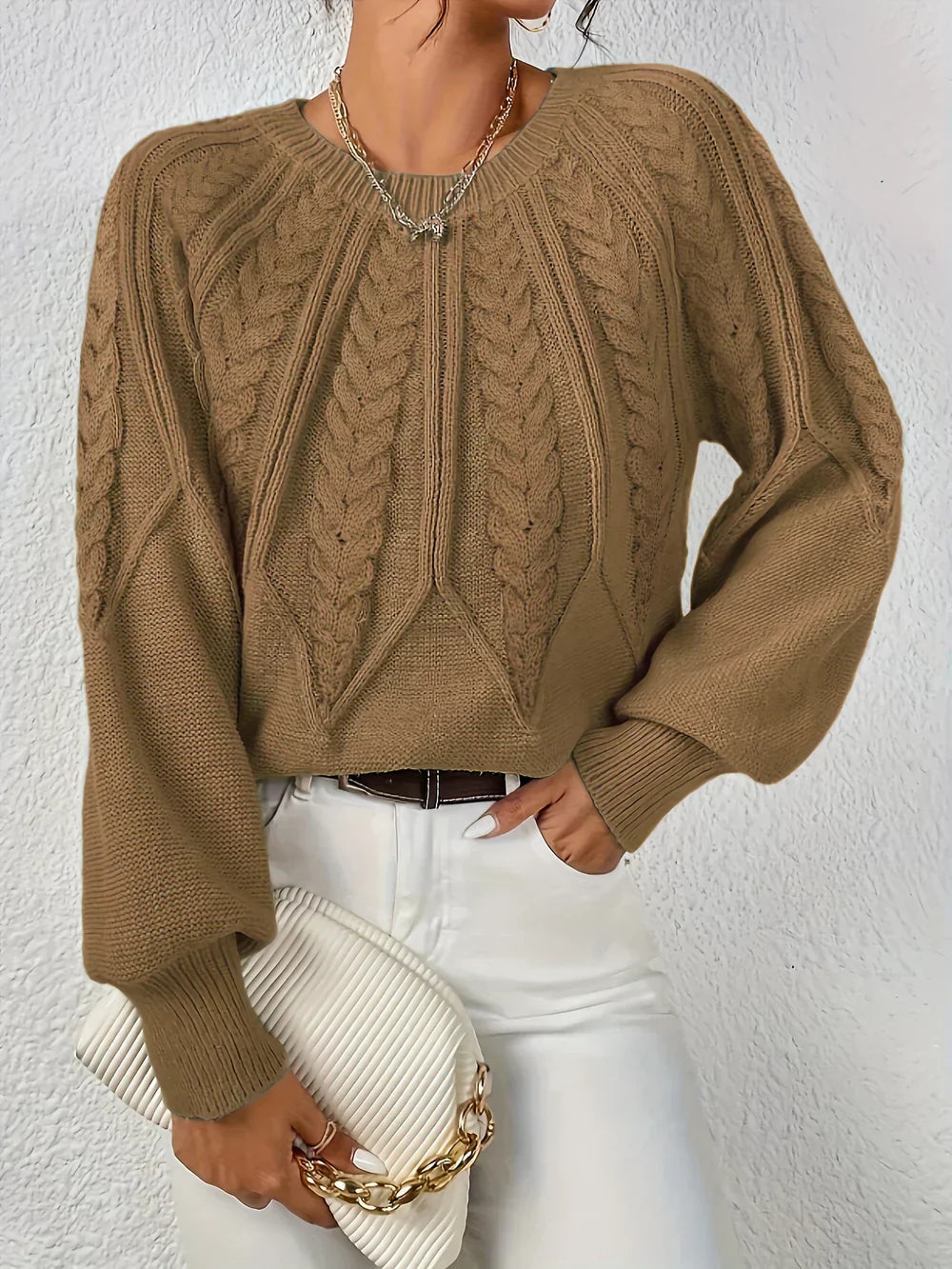 Strickweste mit Blumenmuster und Knöpfen für Damen