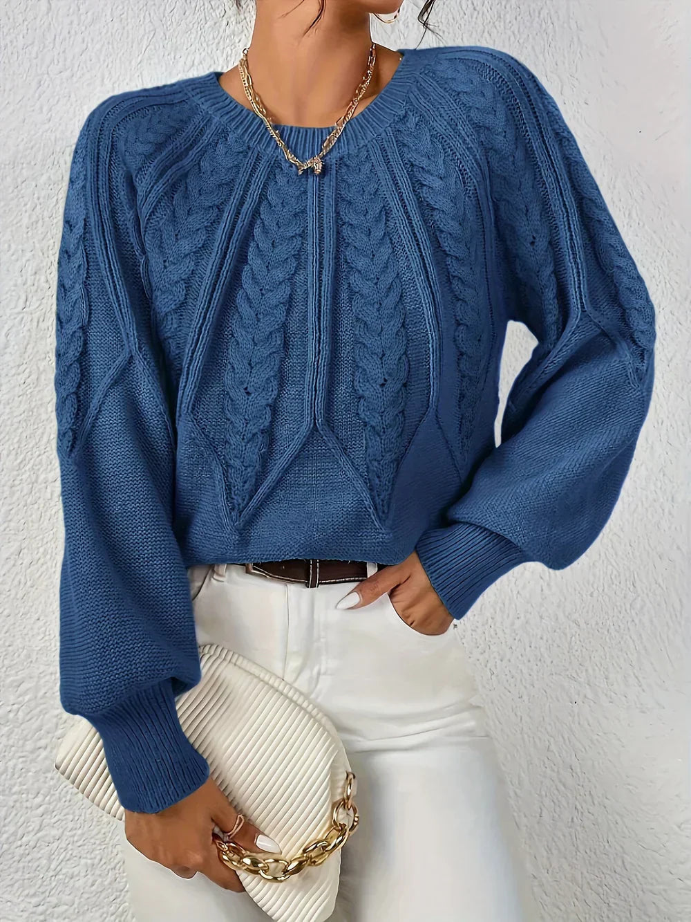 Strickweste mit Blumenmuster und Knöpfen für Damen