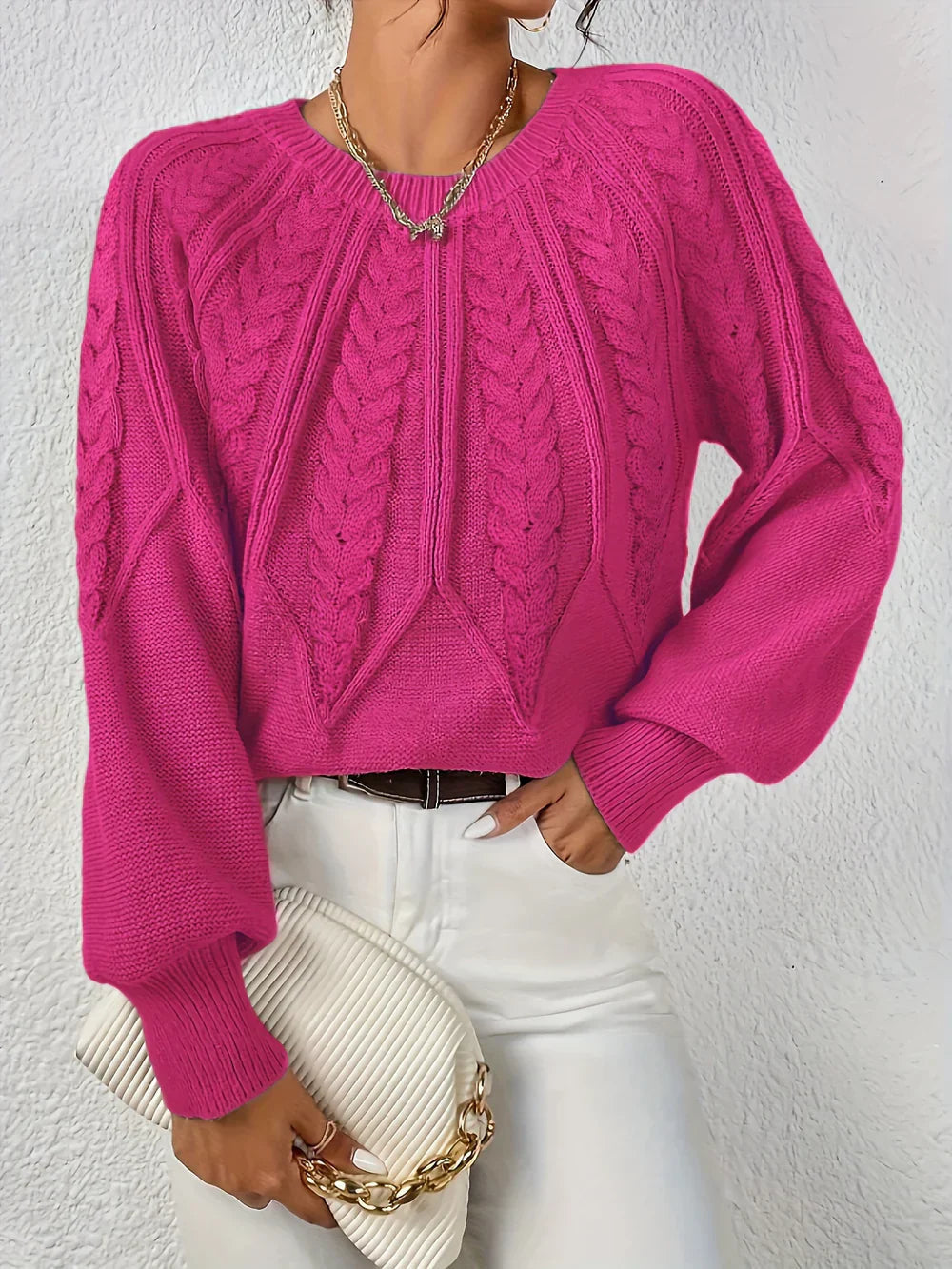 Strickweste mit Blumenmuster und Knöpfen für Damen