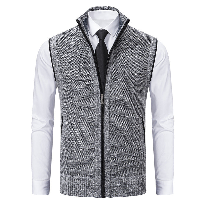 Strickweste mit Stehkragen und Eingrifftaschen für Herren