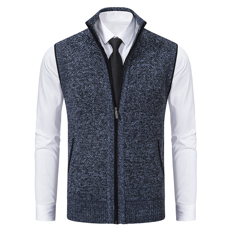 Strickweste mit Stehkragen und Eingrifftaschen für Herren