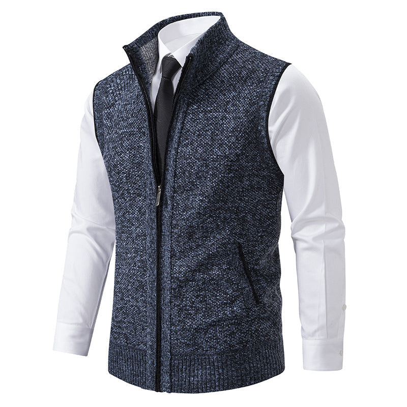 Strickweste mit Stehkragen und Eingrifftaschen für Herren