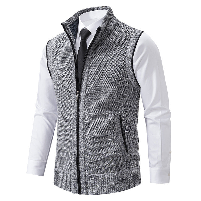 Strickweste mit Stehkragen und Eingrifftaschen für Herren