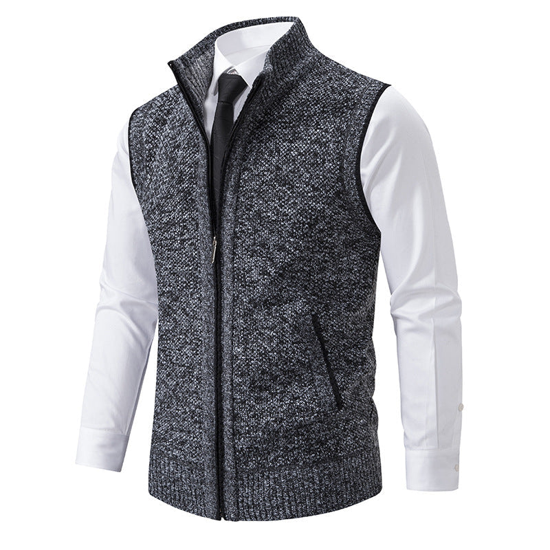 Strickweste mit Stehkragen und Eingrifftaschen für Herren