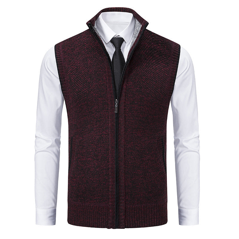 Strickweste mit Stehkragen und Eingrifftaschen für Herren