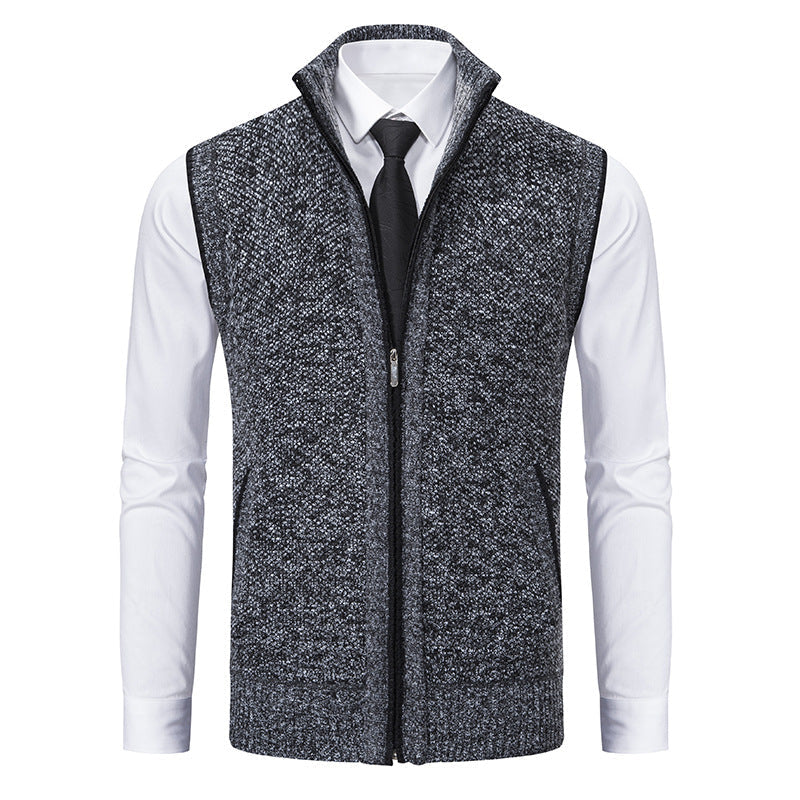 Strickweste mit Stehkragen und Eingrifftaschen für Herren