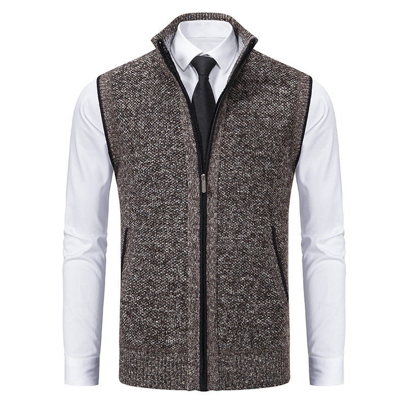 Strickweste mit Stehkragen und Eingrifftaschen für Herren