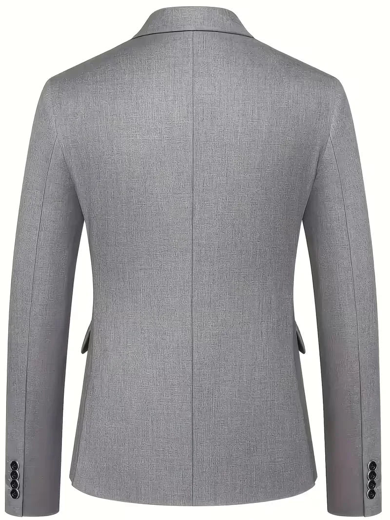 Notch-Lapel Three-Piece Suit with Pointed Waistcoat - Grey