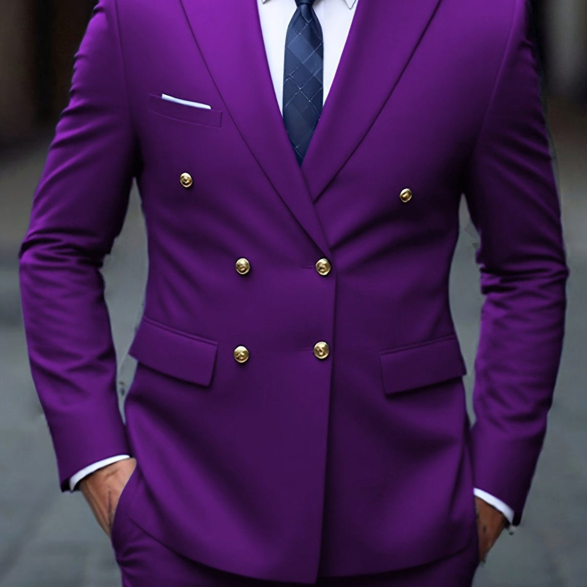 Double-Breasted Two-Piece Suit - Purple