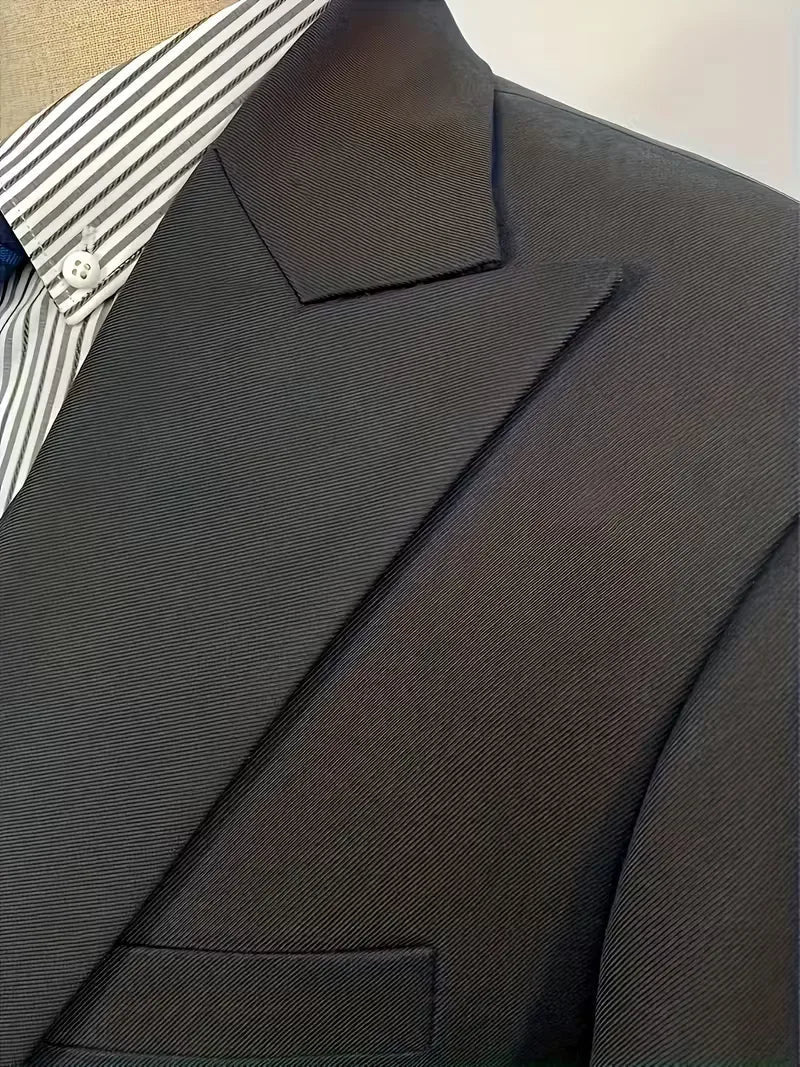 Three-Piece Suit with Double-Breasted Waistcoat - Black