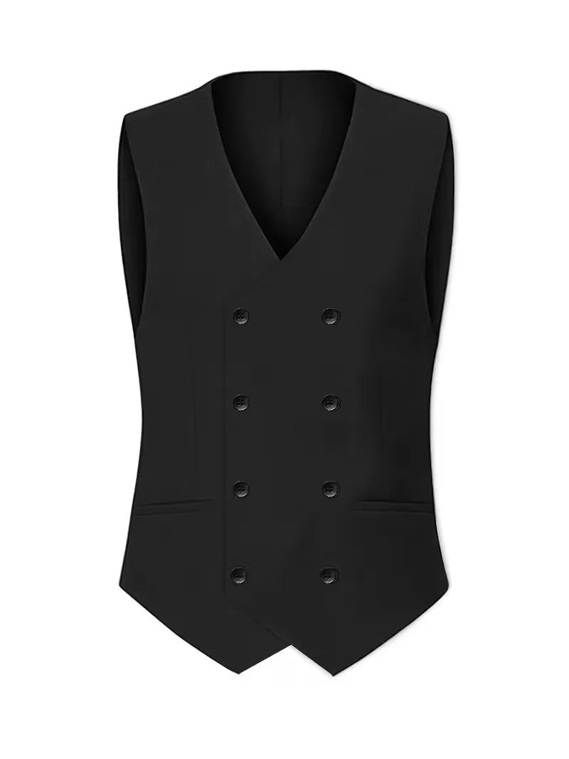 Three-Piece Suit with Double-Breasted Waistcoat - Black