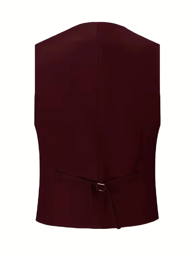 Three-Piece Suit with Double-Breasted Waistcoat - Burgundy