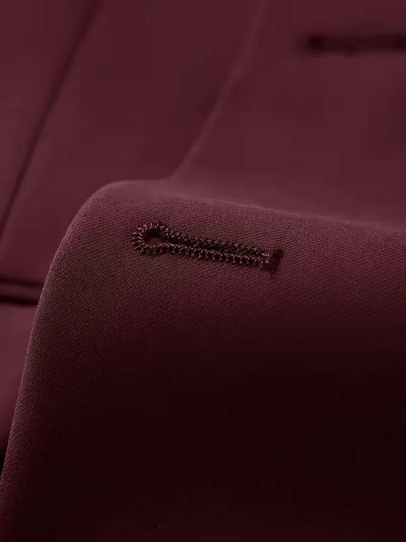 Three-Piece Suit with Double-Breasted Waistcoat - Burgundy