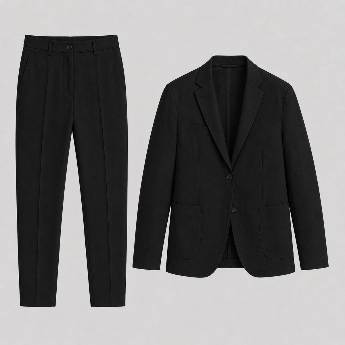 Notch-Lapel Two-Piece Tailored Suit - Black