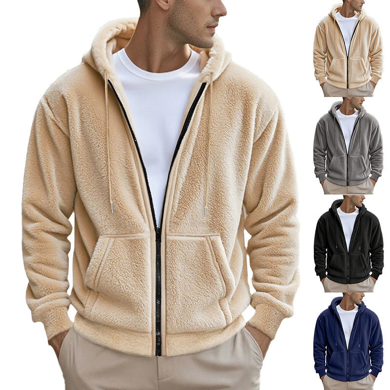 Teddyjacke mit Kapuze und Eingrifftaschen für Herren