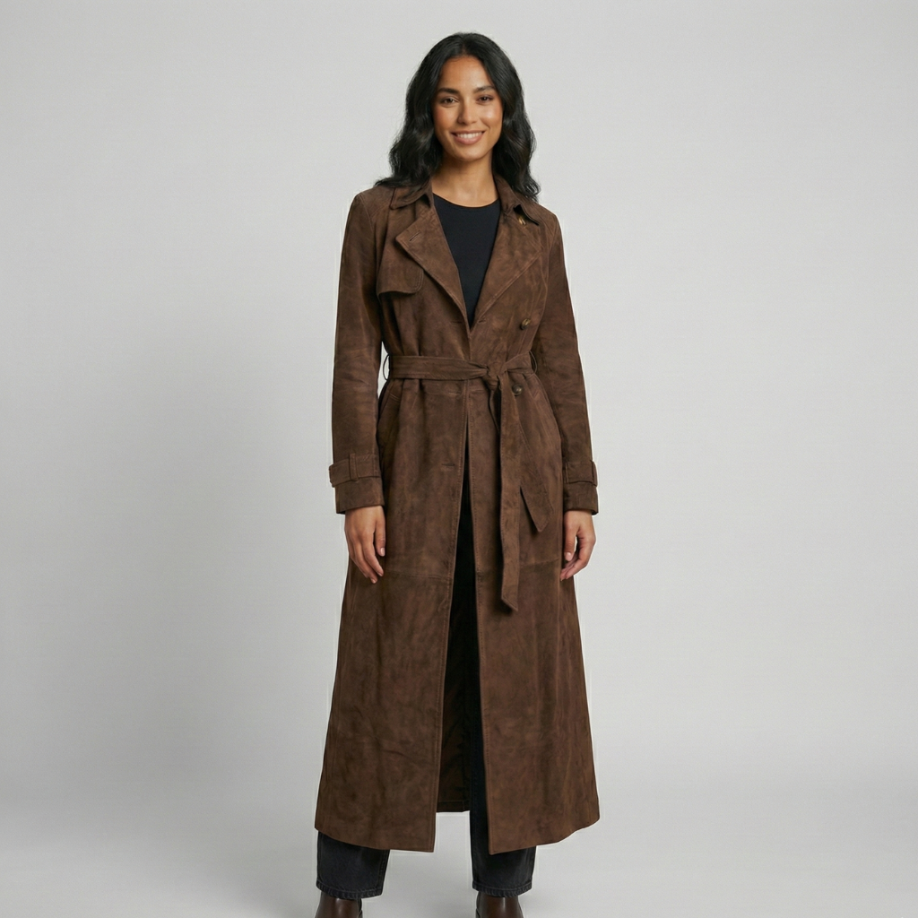 Trenchcoat mit Revers und Gürtel für Damen