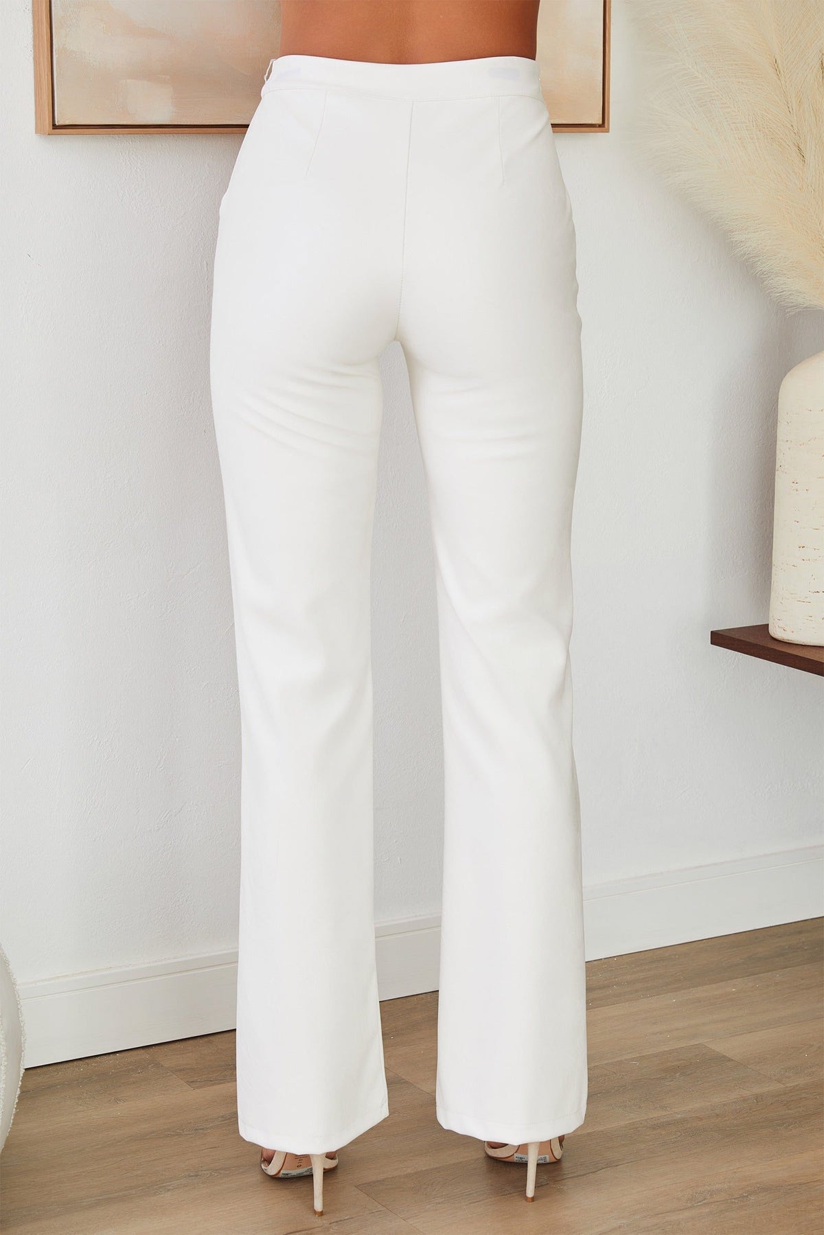 Faux Leather Straight-Leg Trousers - White