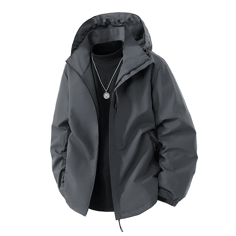 Übergangsjacke mit Kapuze und Meshfutter für Herren - Dunkelgrau