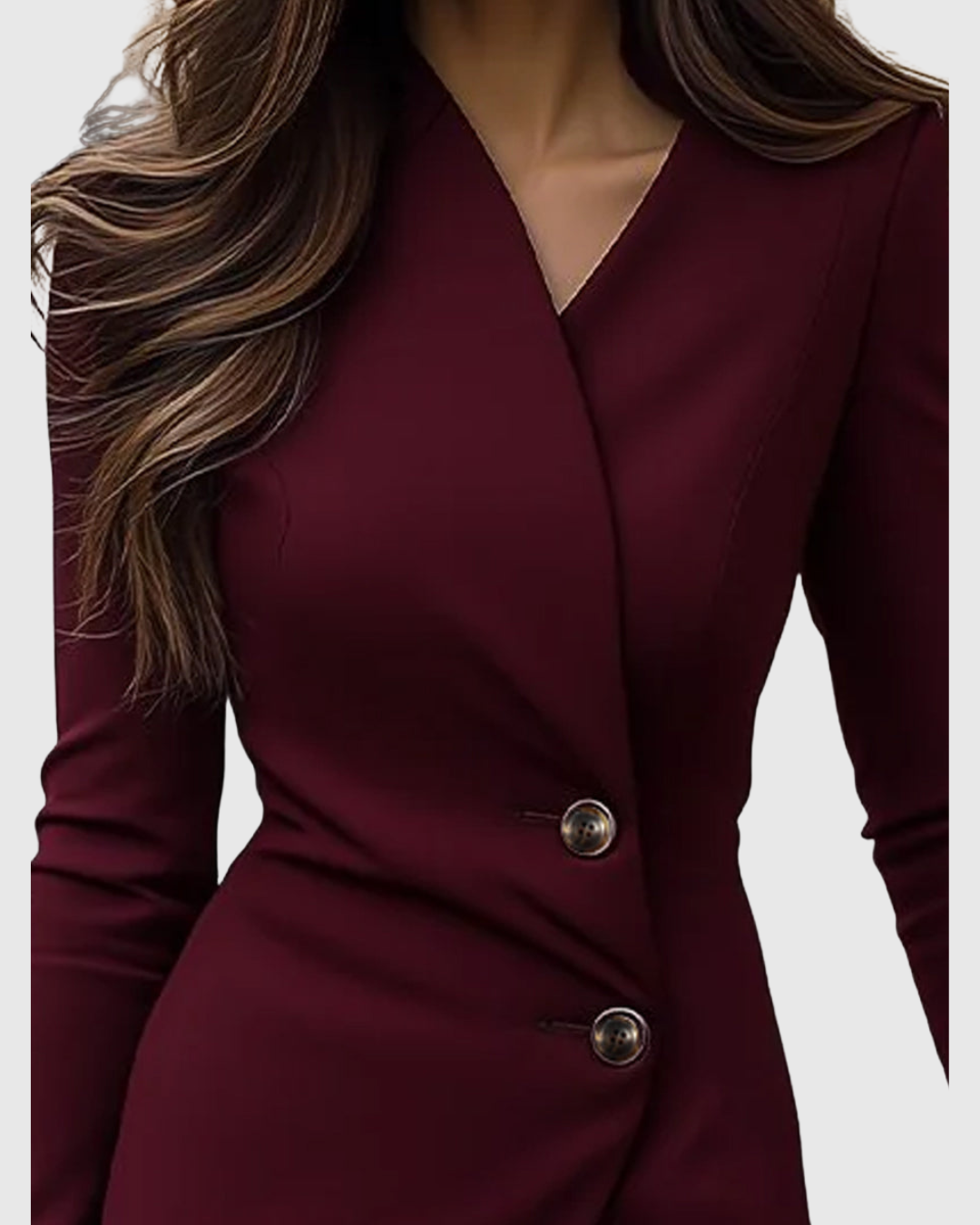 Wickelkleid mit Midilänge und Knöpfen für Damen