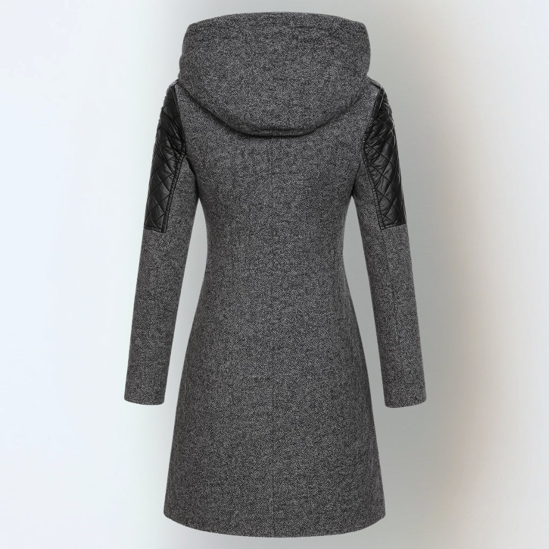 Winterjacke mit Kapuze und schrägem Reißverschluss für Damen