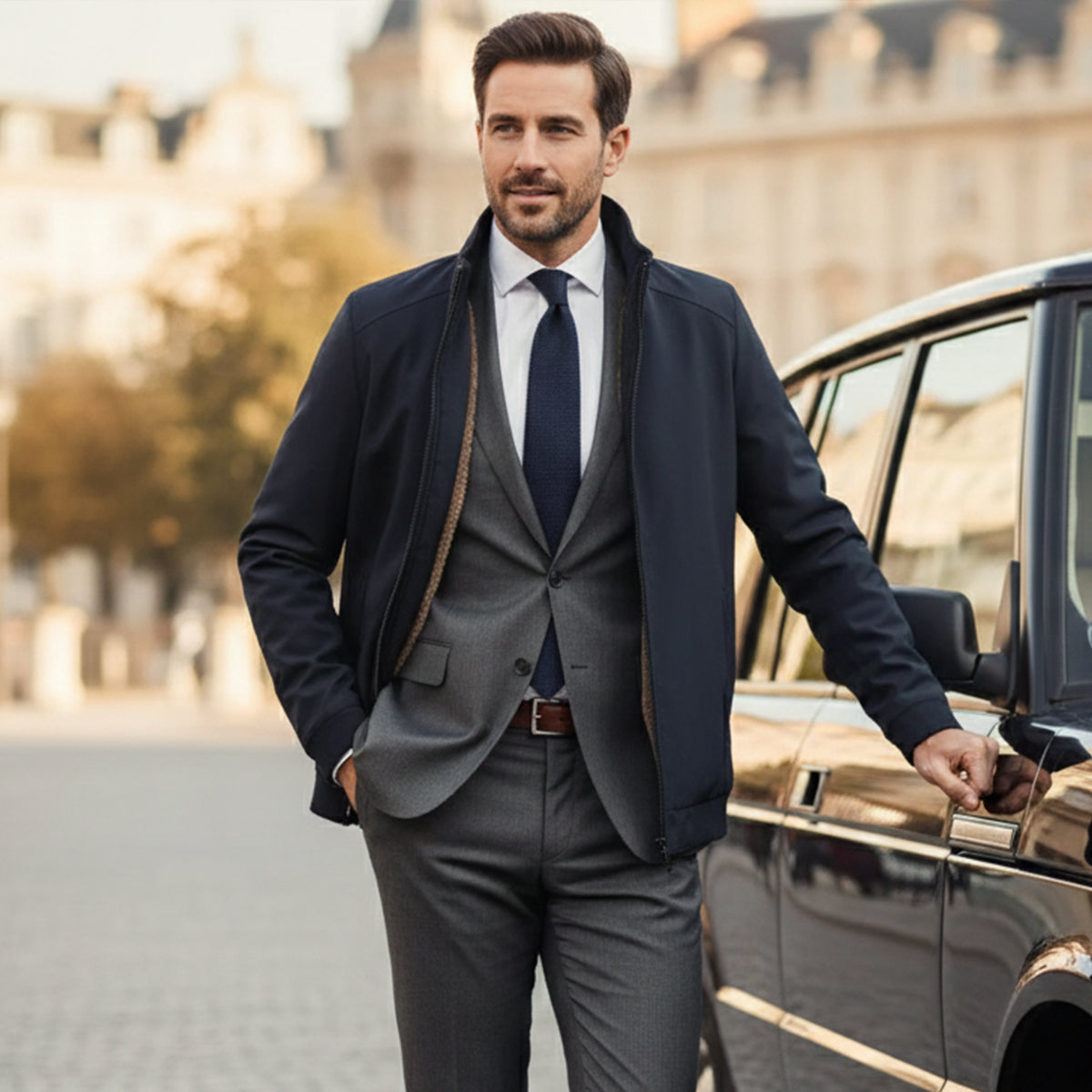 Winterjacke Herren mit Fleecefutter, hüftlang und Stehkragen