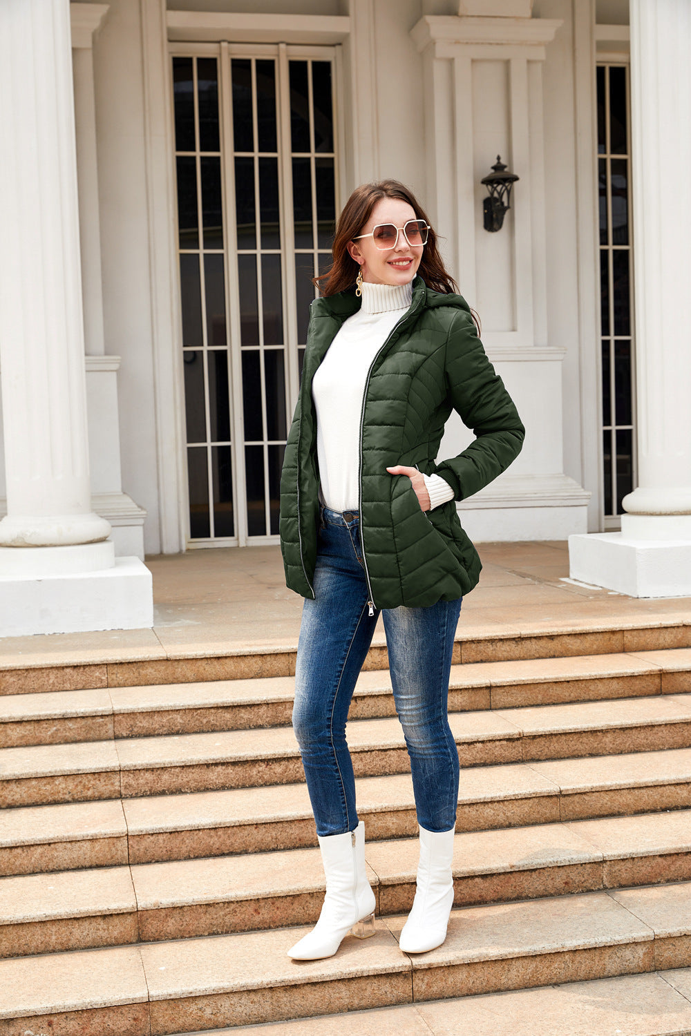 Winterjacke mit Steppung und hohem Kragen für Damen