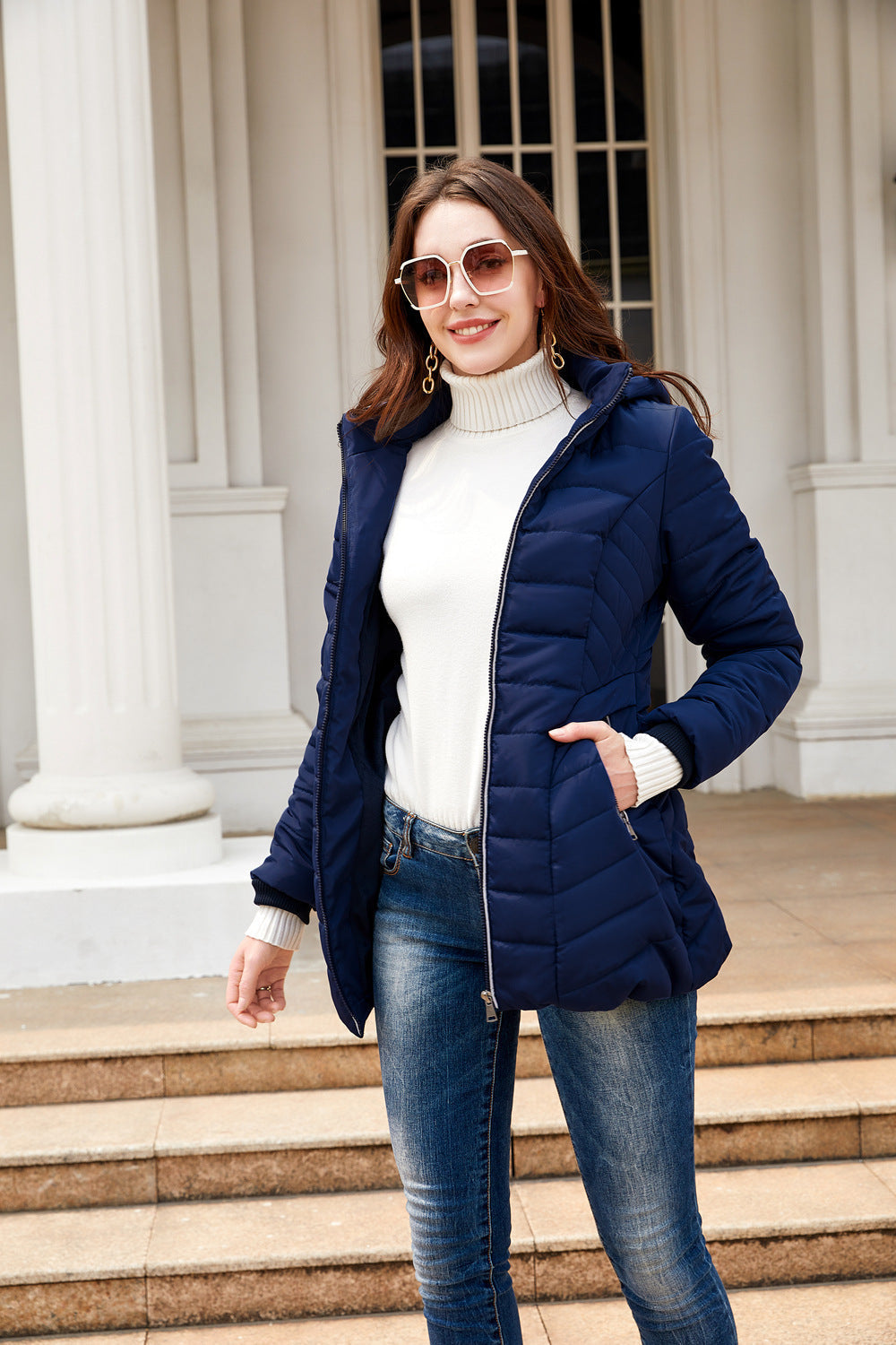 Winterjacke mit Steppung und hohem Kragen für Damen