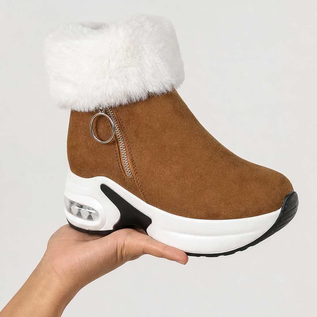 Winterboots mit Keilabsatz und Kunstfell für Damen