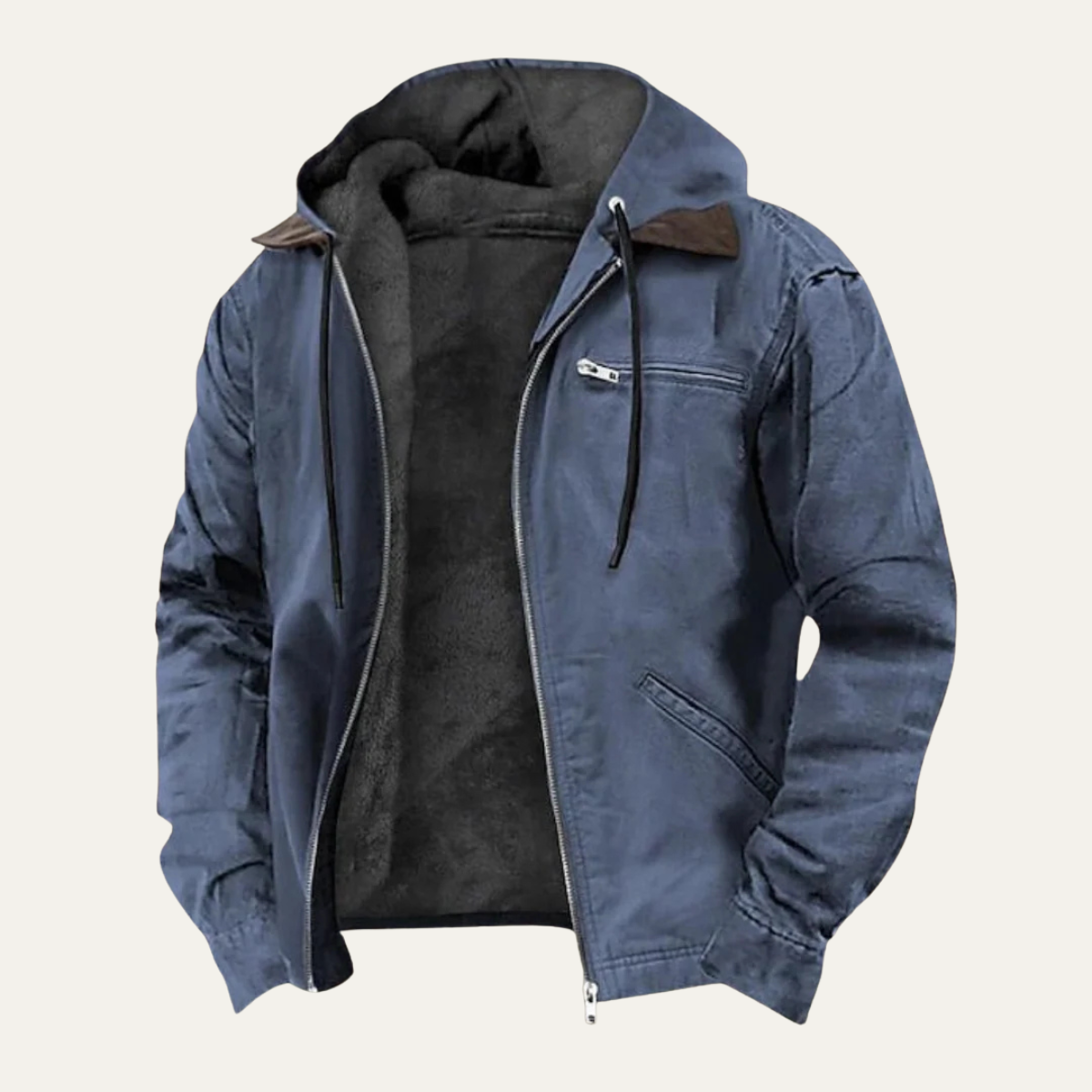 Winterjacke mit Kapuze und Rippbündchen für Herren