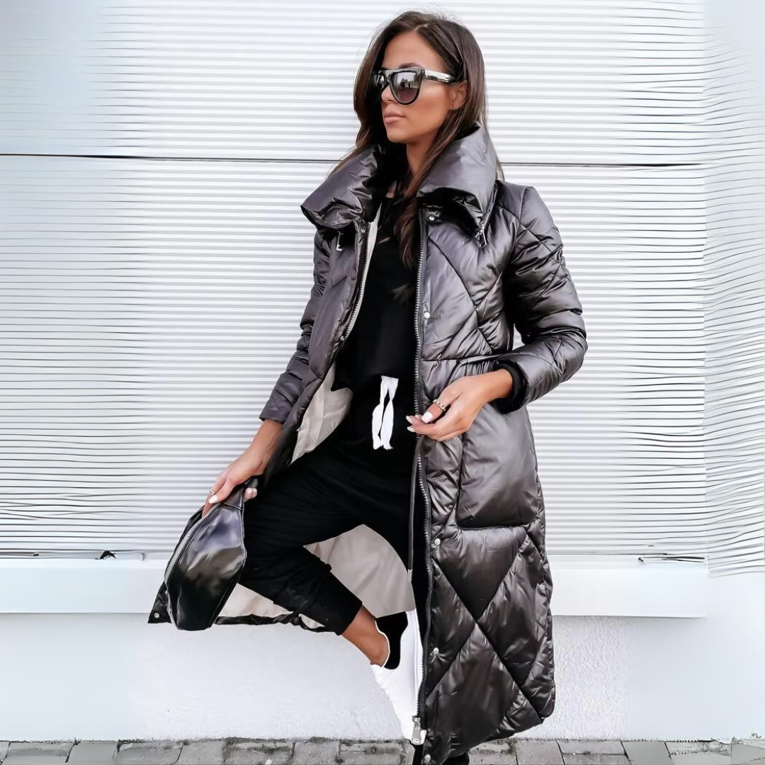 Steppjacke mit Rautensteppung und Stehkragen für Damen