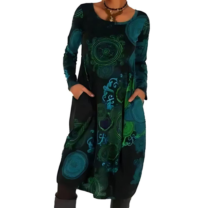 Winterkleid mit langen Ärmeln und Taschen für Damen