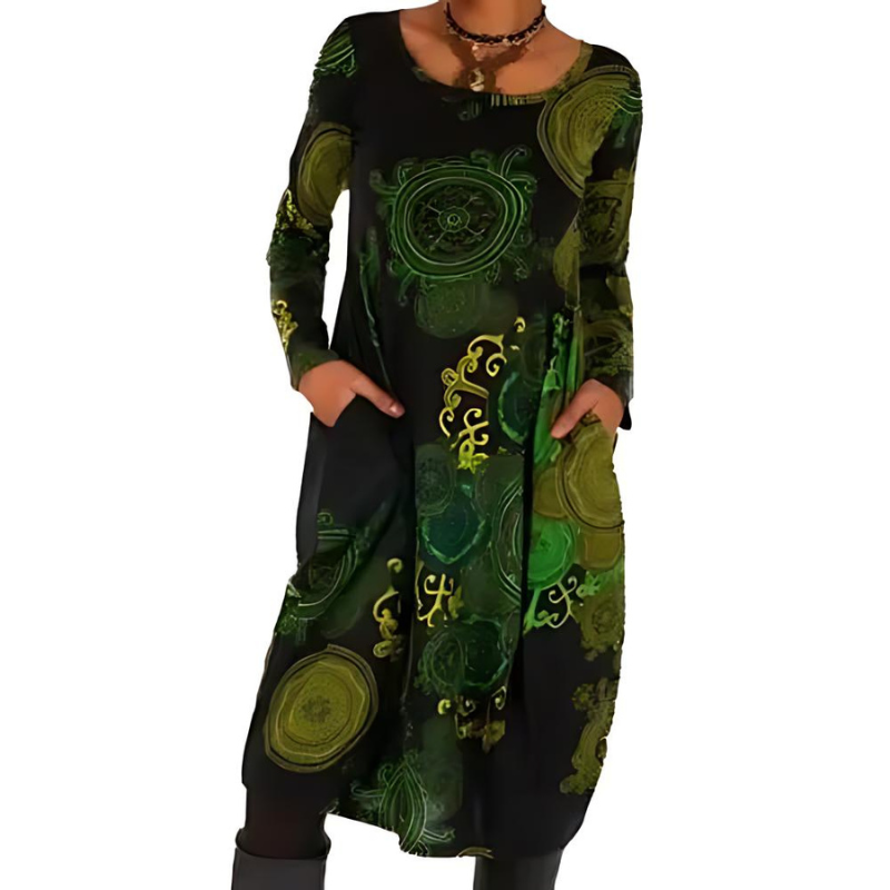 Winterkleid mit langen Ärmeln und Taschen für Damen