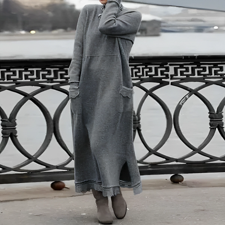 Winterkleid mit Taillenbetonung und fließendem Fall für Damen