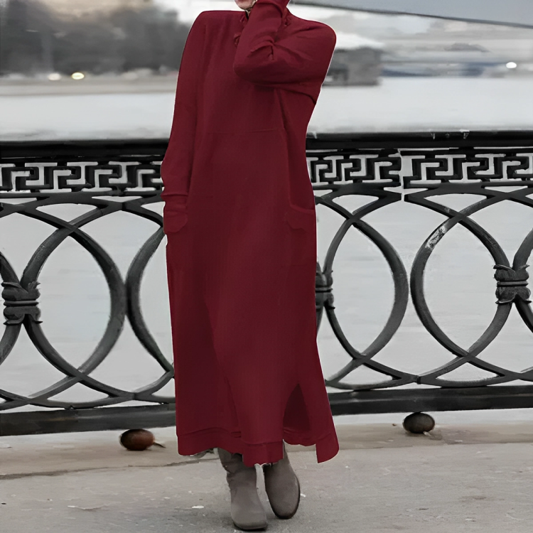 Winterkleid mit Taillenbetonung und fließendem Fall für Damen