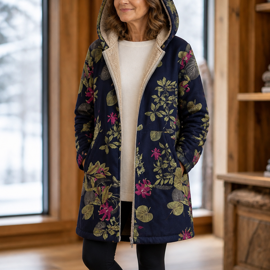 Wintermantel mit Kapuze und geradem Schnitt für Damen