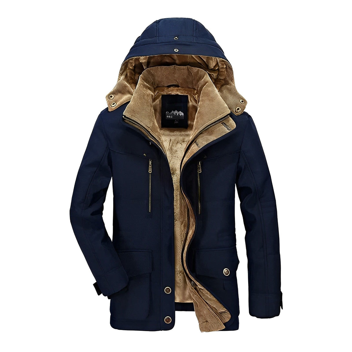 Winterjacke mit Kapuze und tailliertem Schnitt für Herren - Marineblau