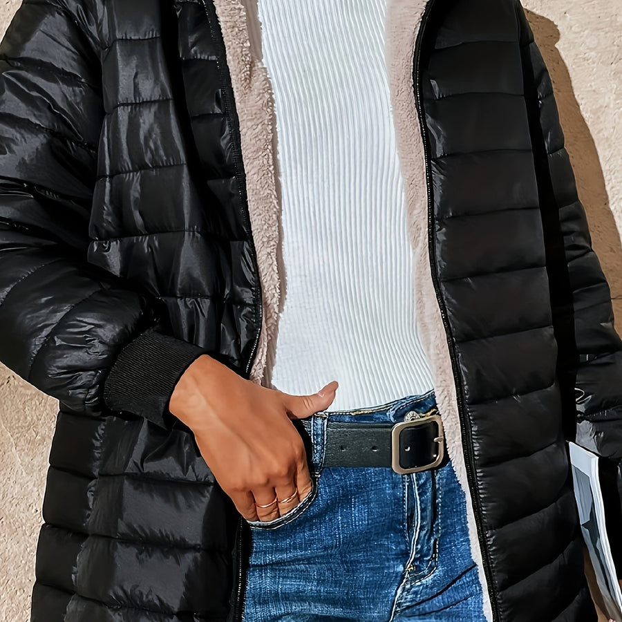 Langer Steppmantel mit Steppung und langem Schnitt für Damen