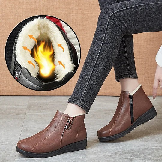 Winterstiefel aus Leder mit weicher Sohle für Damen