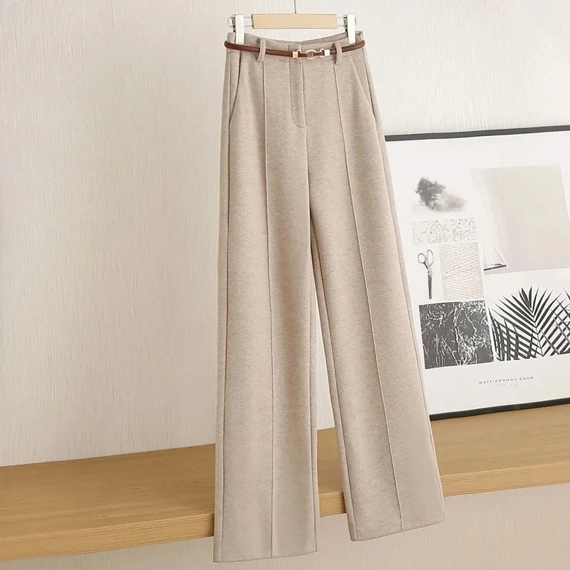 Wollhose mit geradem Bein und weichem Fall für Damen