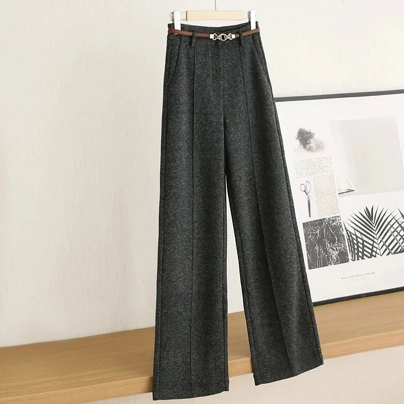 Wollhose mit geradem Bein und weichem Fall für Damen